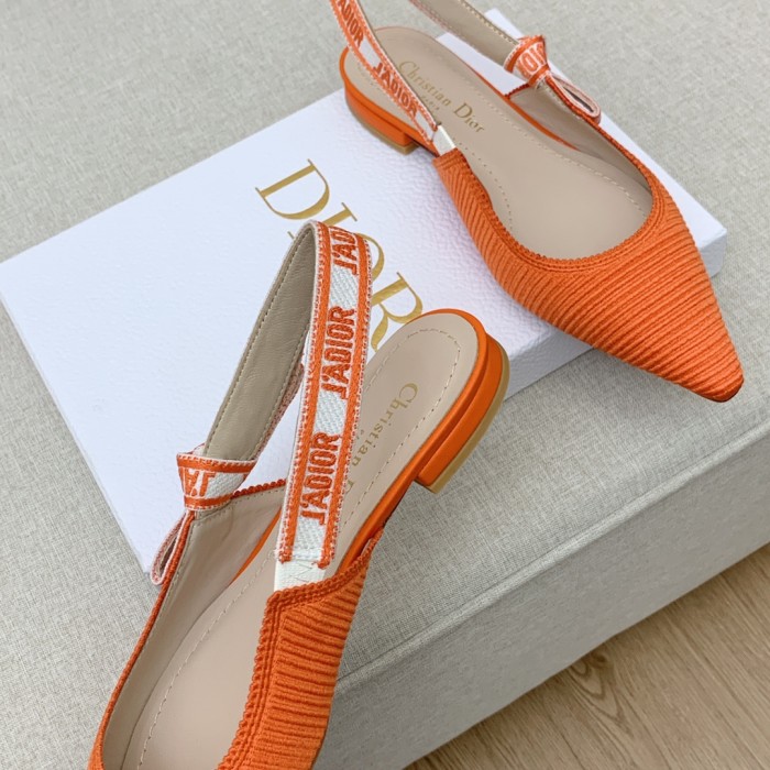 Dior Women Shoes Pumps Luxury Design Fashion Type Flat Heel Shoes for Wedding Style J'ADIOR SLINGBACK BALLERINA Cotton Fabric with Original Box Flat