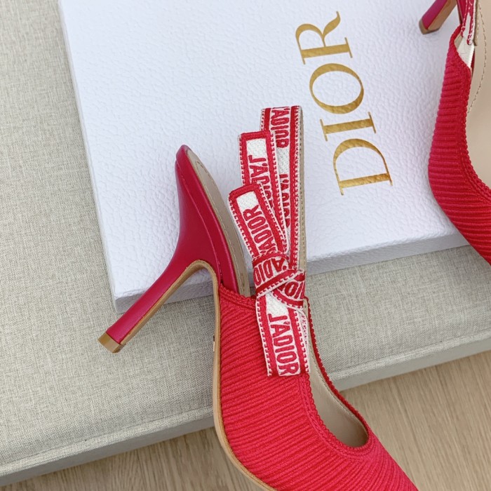 Dior Women Shoes Pumps Luxury Design Fashion Type 9.5cm High Heel Shoes for Wedding Style J'ADIOR SLINGBACK PUMP Cotton Fabric with Original Box