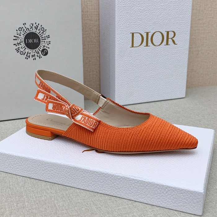 Dior Women Shoes Pumps Luxury Design Fashion Type Flat Heel Shoes for Wedding Style J'ADIOR SLINGBACK BALLERINA Cotton Fabric with Original Box Flat