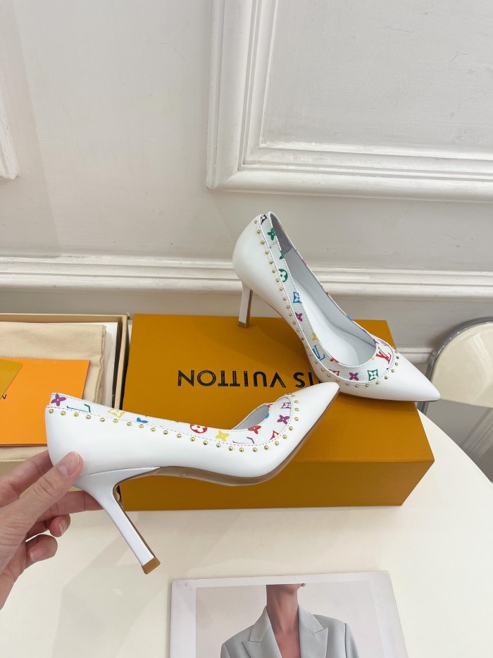 Louis Vuitton Womens Shoes Pumps Sandals Leather Design Luxury Brand CHERIE PUMP with Original Box 8cm Heel