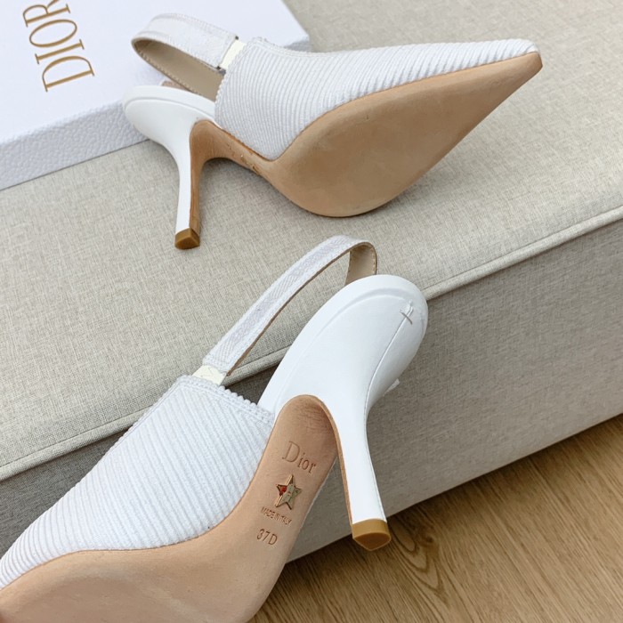 Dior Women Shoes Pumps Luxury Design Fashion Type 9.5cm High Heel Shoes for Wedding Style J'ADIOR SLINGBACK PUMP Cotton Fabric with Original Box