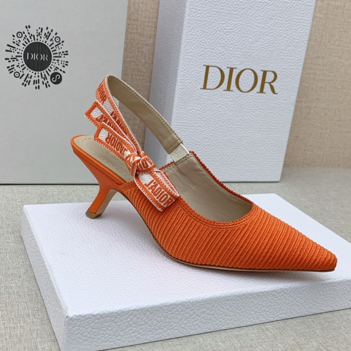 Dior Women Shoes Pumps Luxury Design Fashion Type 6.5cm High Heel Shoes for Wedding Style J'ADIOR SLINGBACK PUMP Cotton Fabric with Original Box