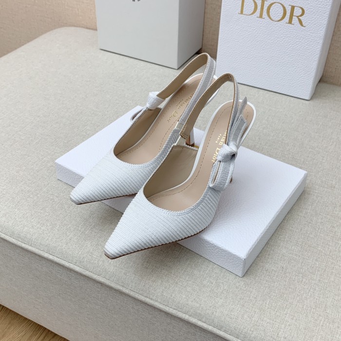 Dior Women Shoes Pumps Luxury Design Fashion Type 9.5cm High Heel Shoes for Wedding Style J'ADIOR SLINGBACK PUMP Cotton Fabric with Original Box
