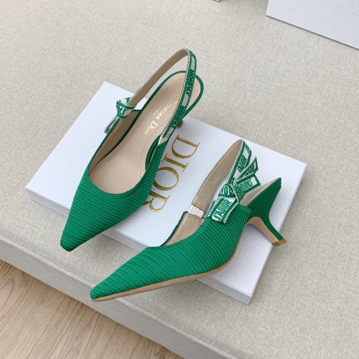 Dior Women Shoes Pumps Luxury Design Fashion Type 6.5cm High Heel Shoes for Wedding Style J'ADIOR SLINGBACK PUMP Cotton Fabric with Original Box
