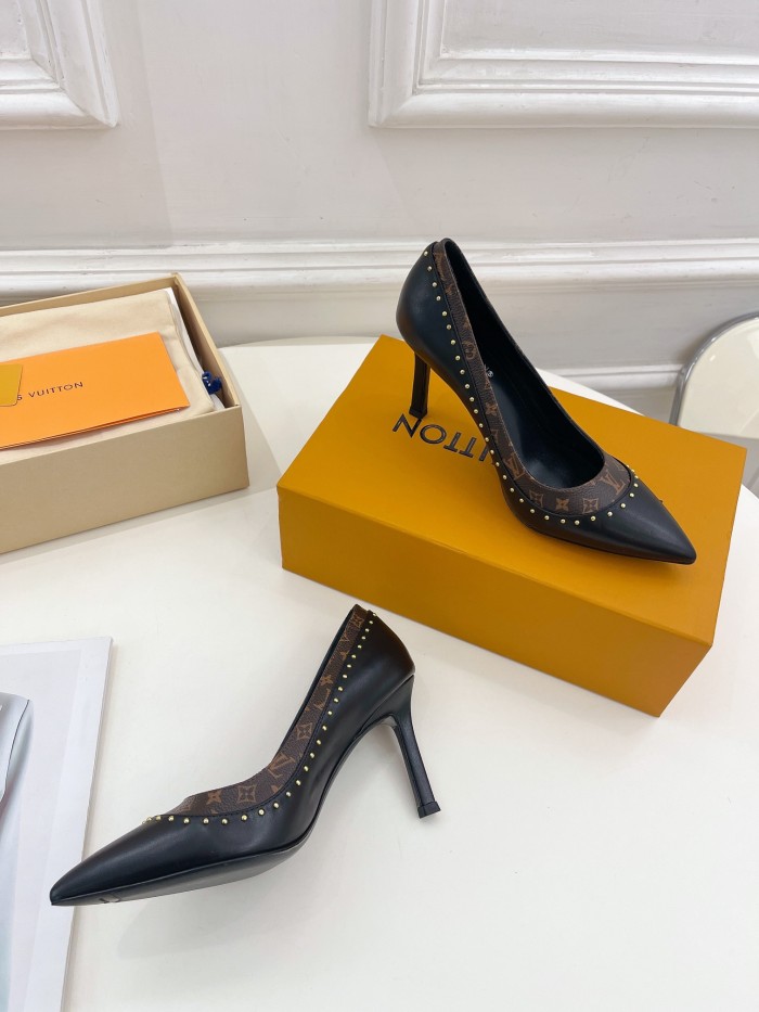 Louis Vuitton Womens Shoes Pumps Sandals Leather Design Luxury Brand CHERIE PUMP with Original Box 8cm Heel