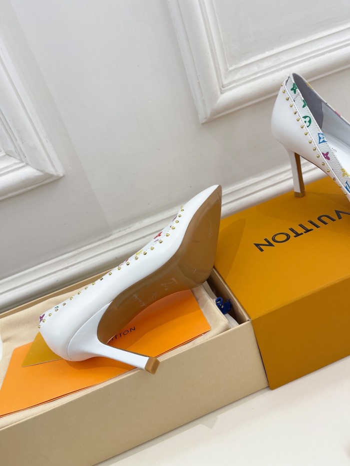 Louis Vuitton Womens Shoes Pumps Sandals Leather Design Luxury Brand CHERIE PUMP with Original Box 8cm Heel