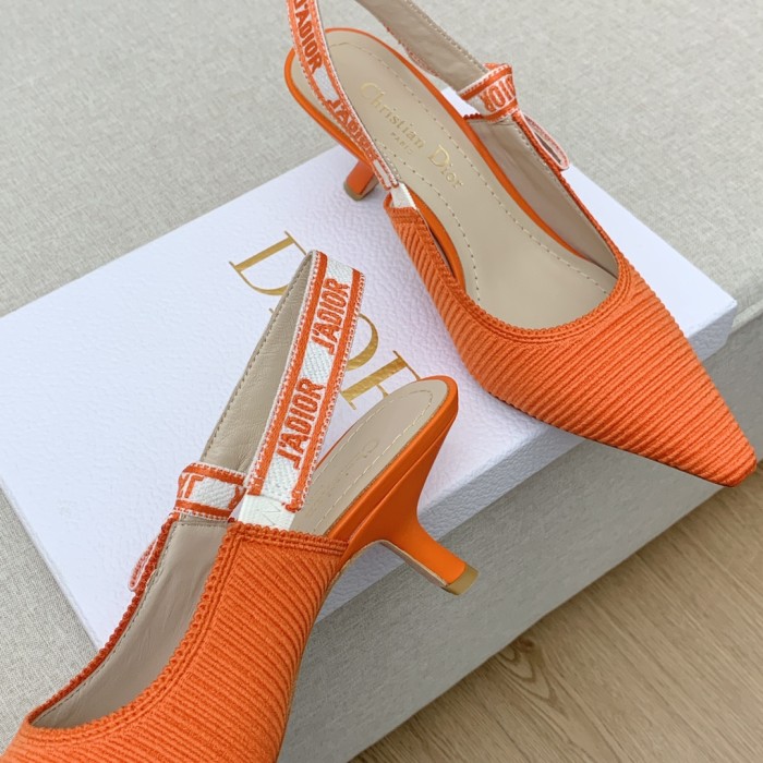 Dior Women Shoes Pumps Luxury Design Fashion Type 6.5cm High Heel Shoes for Wedding Style J'ADIOR SLINGBACK PUMP Cotton Fabric with Original Box