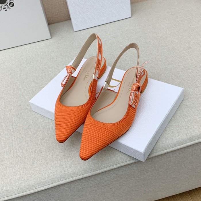 Dior Women Shoes Pumps Luxury Design Fashion Type Flat Heel Shoes for Wedding Style J'ADIOR SLINGBACK BALLERINA Cotton Fabric with Original Box Flat