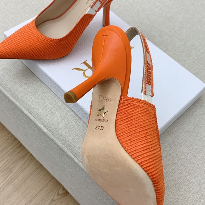Dior Women Shoes Pumps Luxury Design Fashion Type 9.5cm High Heel Shoes for Wedding Style J'ADIOR SLINGBACK PUMP Cotton Fabric with Original Box