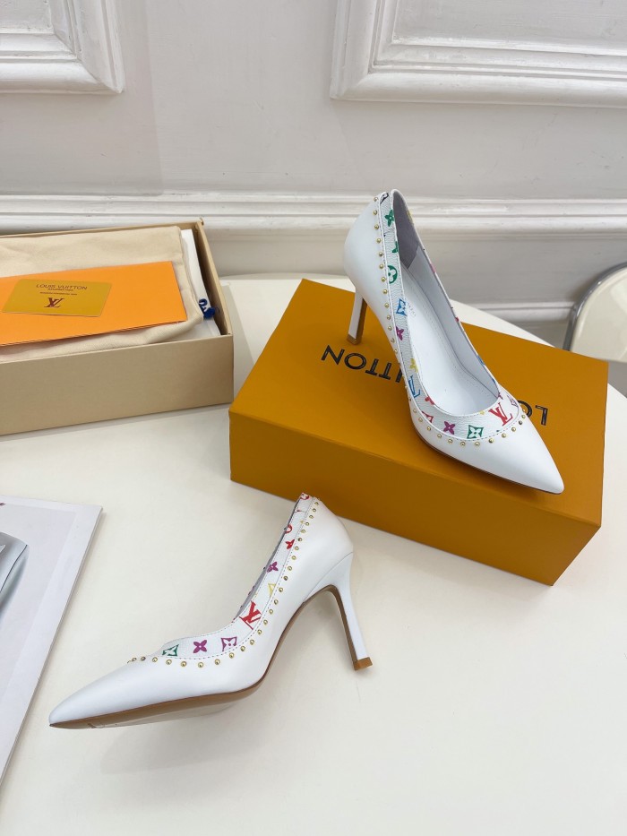 Louis Vuitton Womens Shoes Pumps Sandals Leather Design Luxury Brand CHERIE PUMP with Original Box 8cm Heel