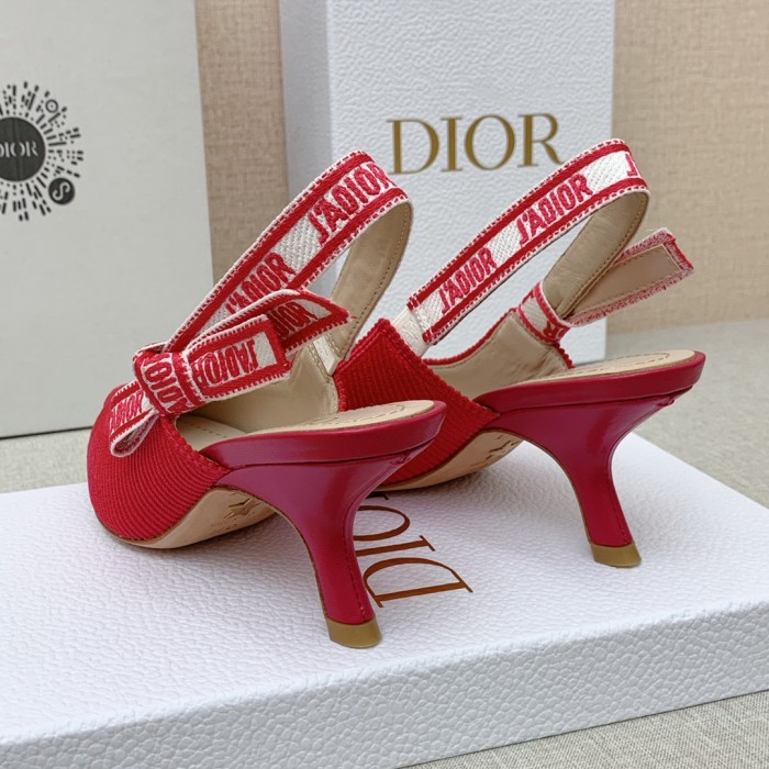 Dior Women Shoes Pumps Luxury Design Fashion Type 6.5cm High Heel Shoes for Wedding Style J'ADIOR SLINGBACK PUMP Cotton Fabric with Original Box