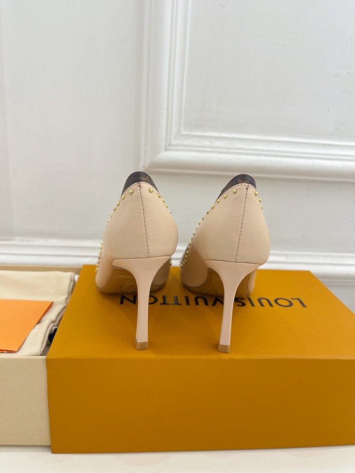 Louis Vuitton Womens Shoes Pumps Sandals Leather Design Luxury Brand CHERIE PUMP with Original Box 8cm Heel