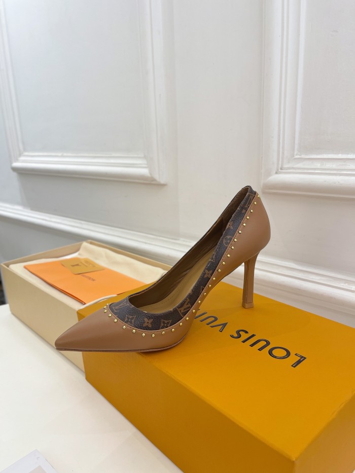Louis Vuitton Womens Shoes Pumps Sandals Leather Design Luxury Brand CHERIE PUMP with Original Box 8cm Heel