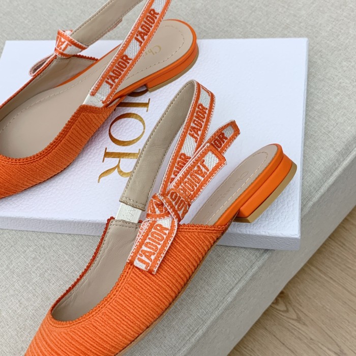 Dior Women Shoes Pumps Luxury Design Fashion Type Flat Heel Shoes for Wedding Style J'ADIOR SLINGBACK BALLERINA Cotton Fabric with Original Box Flat