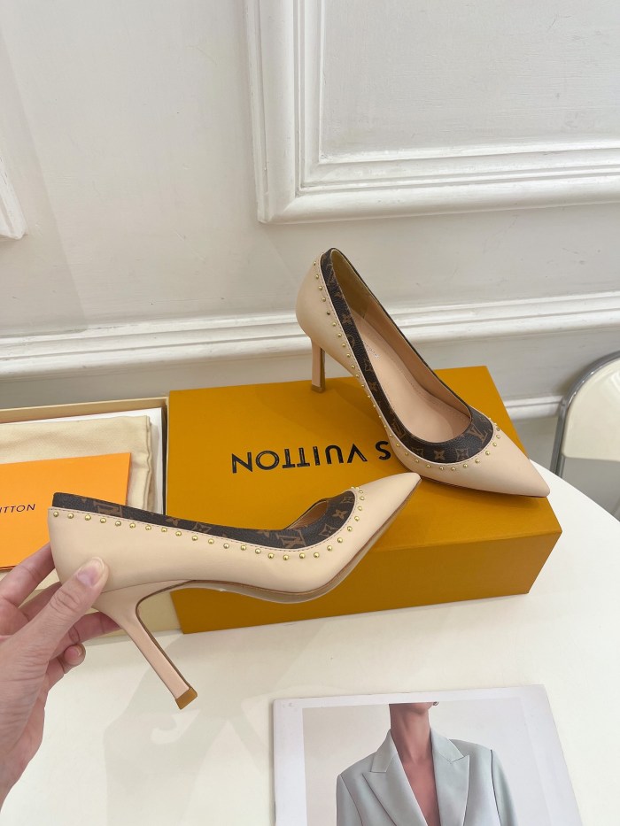Louis Vuitton Womens Shoes Pumps Sandals Leather Design Luxury Brand CHERIE PUMP with Original Box 8cm Heel
