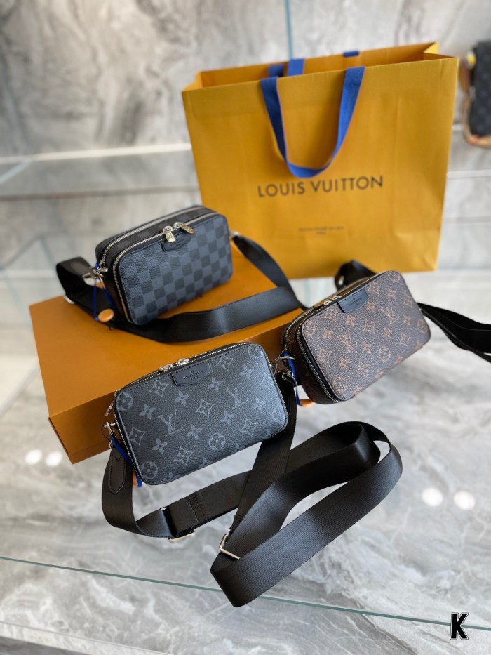 Louis Vuitton Mens Bags Clutch Luxury Brand Fashion Type ALPHA WEARABLE WALLET M80741 with Original Box Monogram Eclipse coated canvas