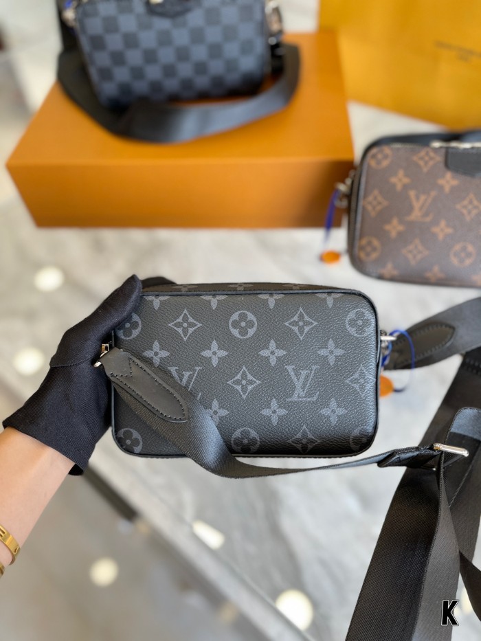 Louis Vuitton Mens Bags Clutch Luxury Brand Fashion Type ALPHA WEARABLE WALLET M80741 with Original Box Monogram Eclipse coated canvas