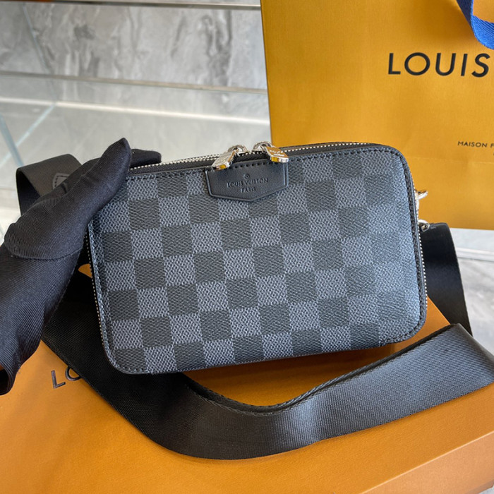 Louis Vuitton Mens Bags Clutch Luxury Brand Fashion Type ALPHA WEARABLE WALLET M80741 with Original Box Monogram Eclipse coated canvas