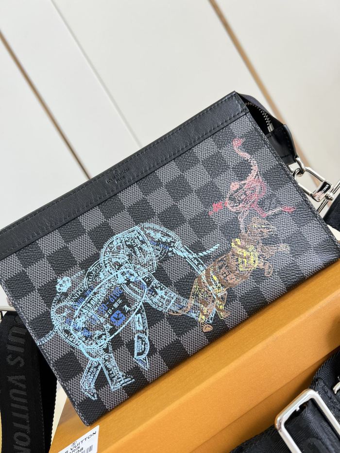 Louis Vuitton Womens Mens Bags Shoulder Bags Luxury Brand GASTON WEARABLE WALLET with Original Box N64608 Damier Graphite coated canvas