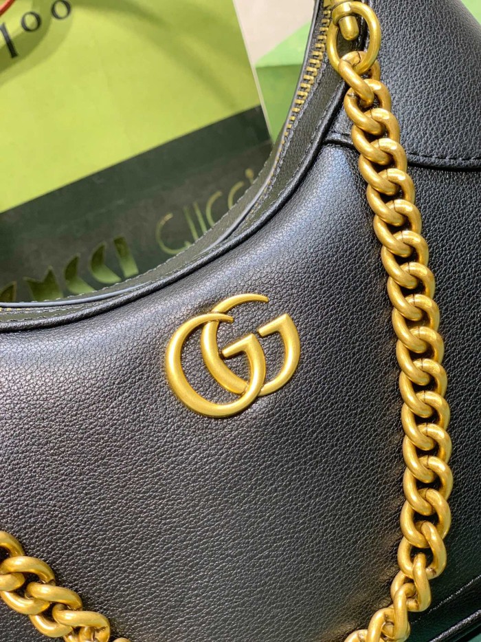 Gucci Womens Bags Shoulder Messenger Bag Luxury Brand Gucci Aphrodite small shoulder bag in black leather with Original Box 731817 AAA9F 1000