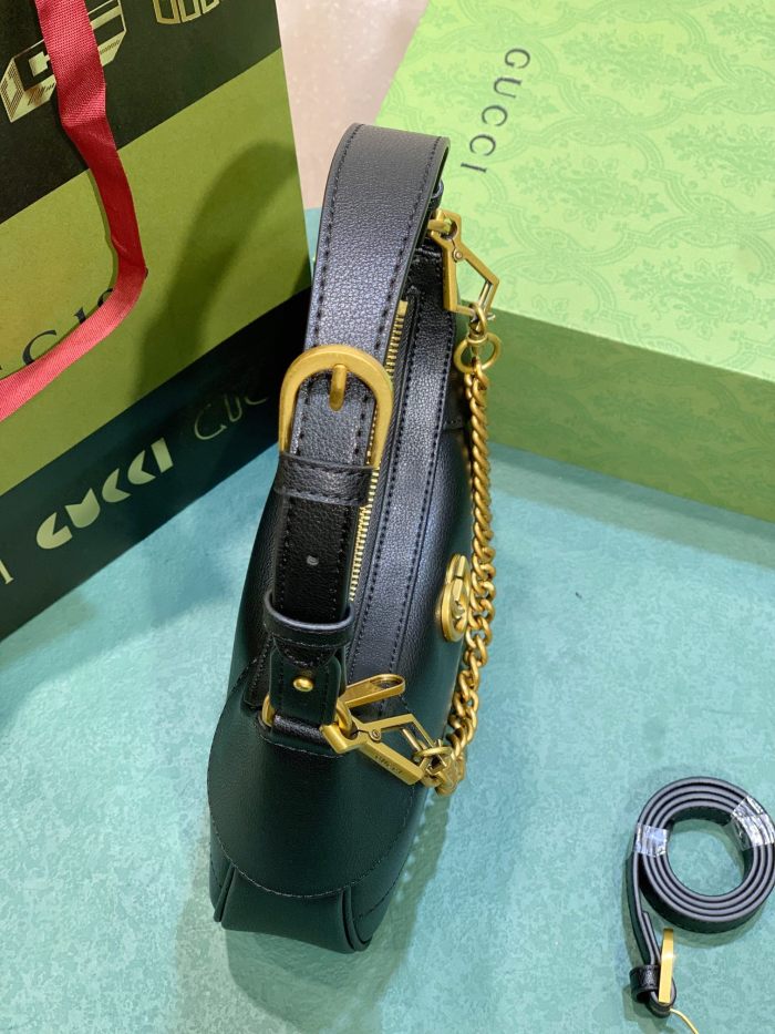 Gucci Womens Bags Shoulder Messenger Bag Luxury Brand Gucci Aphrodite small shoulder bag in black leather with Original Box 731817 AAA9F 1000