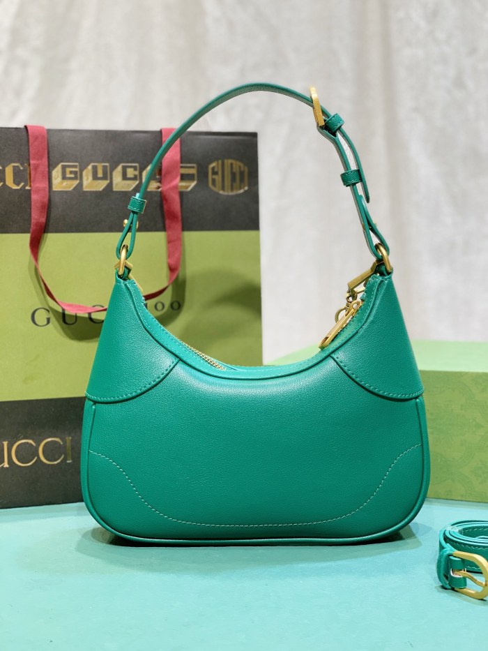 Gucci Womens Bags Shoulder Messenger Bag Luxury Brand Gucci Aphrodite small shoulder bag in green leather with Original Box 731817 AAA9F 3727