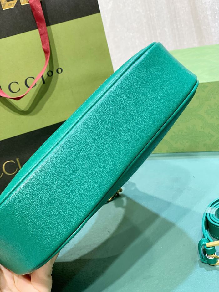 Gucci Womens Bags Shoulder Messenger Bag Luxury Brand Gucci Aphrodite small shoulder bag in green leather with Original Box 731817 AAA9F 3727