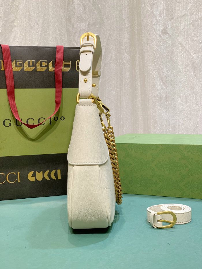 Gucci Womens Bags Shoulder Messenger Bag Luxury Brand Gucci Aphrodite small shoulder bag in white leather with Original Box 731817 AABE9 9022