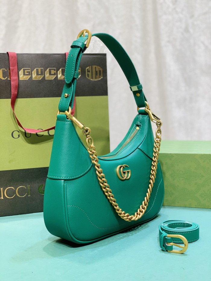 Gucci Womens Bags Shoulder Messenger Bag Luxury Brand Gucci Aphrodite small shoulder bag in green leather with Original Box 731817 AAA9F 3727