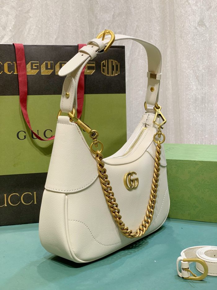 Gucci Womens Bags Shoulder Messenger Bag Luxury Brand Gucci Aphrodite small shoulder bag in white leather with Original Box 731817 AABE9 9022