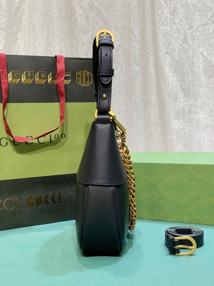 Gucci Womens Bags Shoulder Messenger Bag Luxury Brand Gucci Aphrodite small shoulder bag in black leather with Original Box 731817 AAA9F 1000