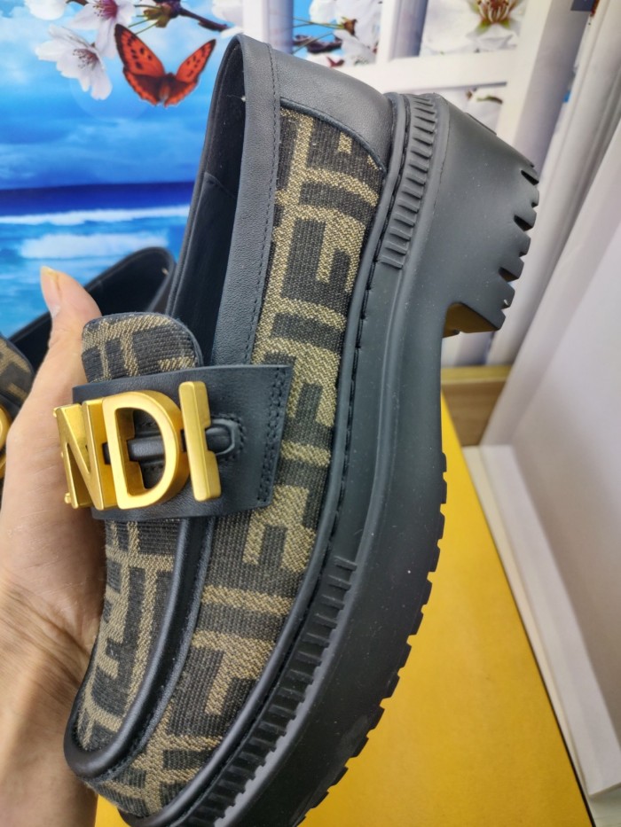 Fendi Womens Shoes Fashion Luxury Brand Fendi Fendigraphy Loafers with Original Box