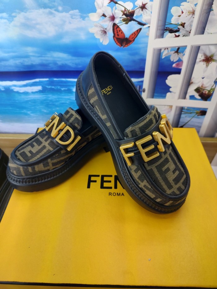Fendi Womens Shoes Fashion Luxury Brand Fendi Fendigraphy Loafers with Original Box