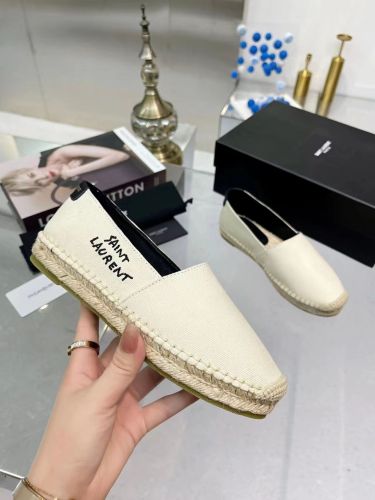 Yves Saint Laurent YSL Women Shoes Casual Luxury Brand SAINT LAURENT EMBROIDERED ESPADRILLES IN CANVAS with Original Box 6059561P2109380