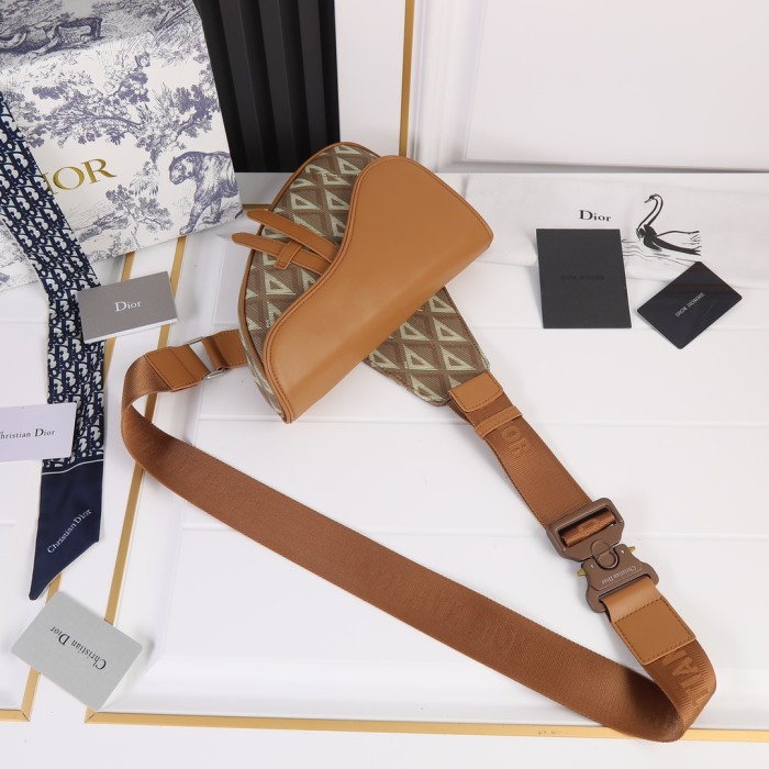 Dior Womens Mens Bag Saddle Bag Luxury Brand Design Fashion Type Shoulder Bags SADDLE BAG Dior CD Diamond Canvas and Smooth Calfskin with Original Box 1ADPO093CDP_H42E