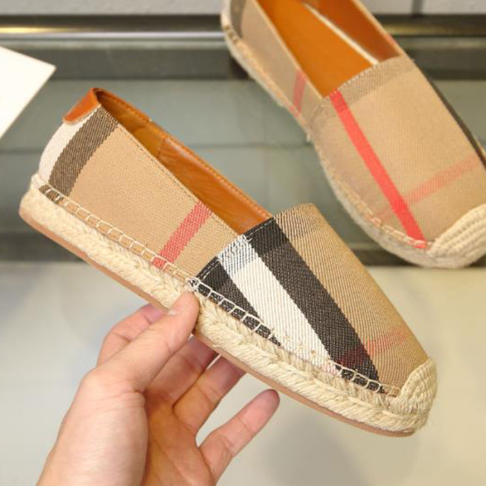 Burberry Womens Casual Shoes Fashion Espadrilles Luxury Brand Vintage Cotton Sneaker with Original Box