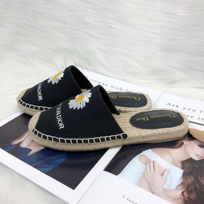 Dior Womens Shoes Slippers Dior Granville Espadrille Dior Oblique Embroidered Cotton with Original Box