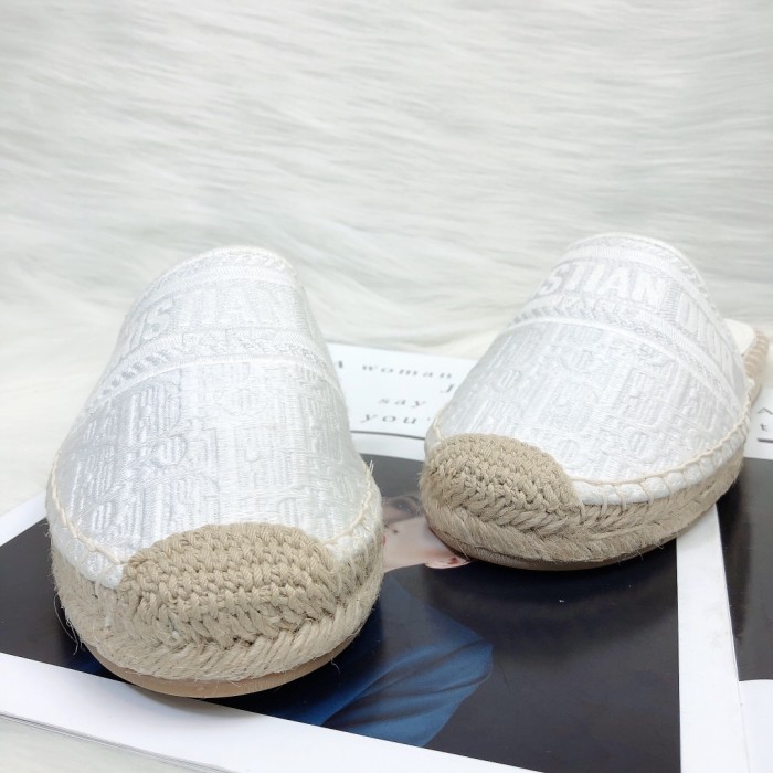 Dior Womens Shoes Slippers Dior Granville Espadrille Dior Oblique Embroidered Cotton with Original Box