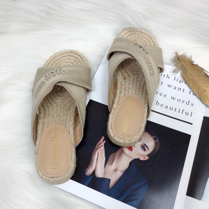Dior Womens Shoes Slippers Dior Granville Espadrille Dior Oblique Embroidered Cotton with Original Box