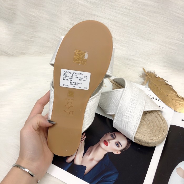 Dior Womens Shoes Slippers Dior Granville Espadrille Dior Oblique Embroidered Cotton with Original Box