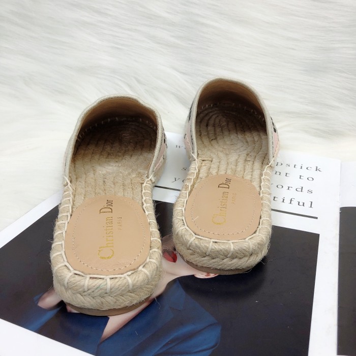 Dior Womens Shoes Slippers Dior Granville Espadrille Dior Oblique Embroidered Cotton with Original Box