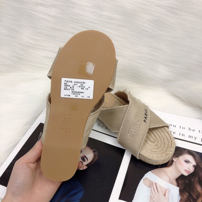 Dior Womens Shoes Slippers Dior Granville Espadrille Dior Oblique Embroidered Cotton with Original Box