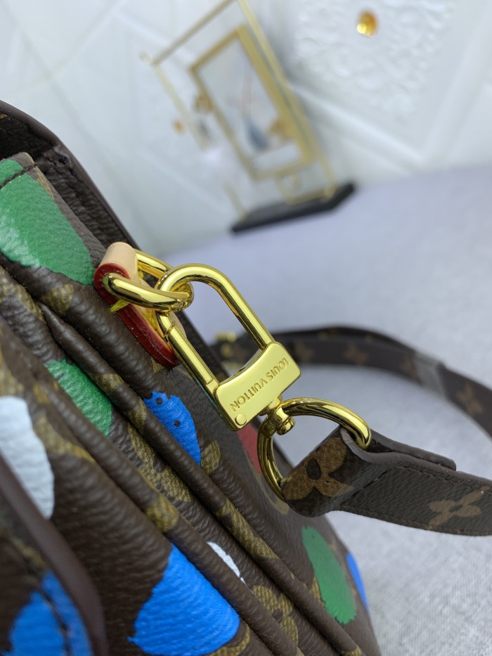 Louis Vuitton Womens Bags Crossbody Bag Luxury Brand LV X YK POCHETTE MÉTIS​ Monogram coated canvas with 3D Painted Dots print with Original Box M46384