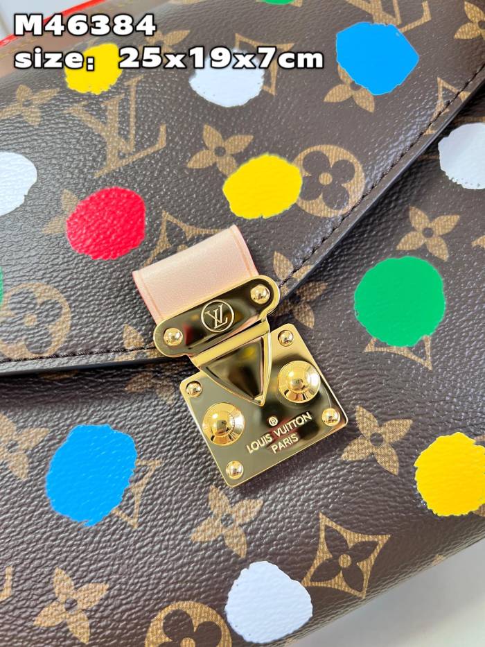 Louis Vuitton Womens Bags Crossbody Bag Luxury Brand LV X YK POCHETTE MÉTIS​ Monogram coated canvas with 3D Painted Dots print with Original Box M46384
