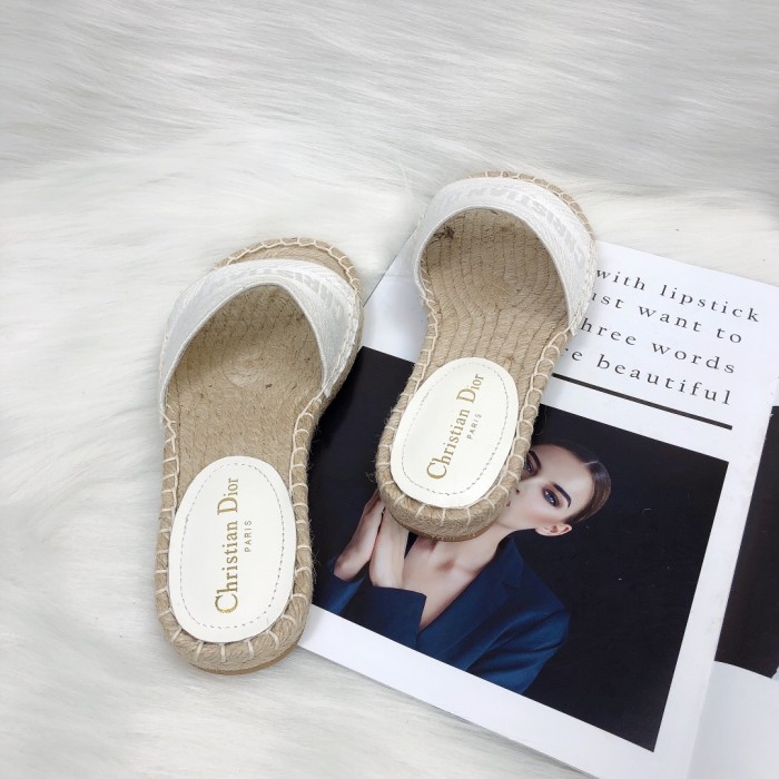 Dior Womens Shoes Slippers Dior Granville Espadrille Dior Oblique Embroidered Cotton with Original Box