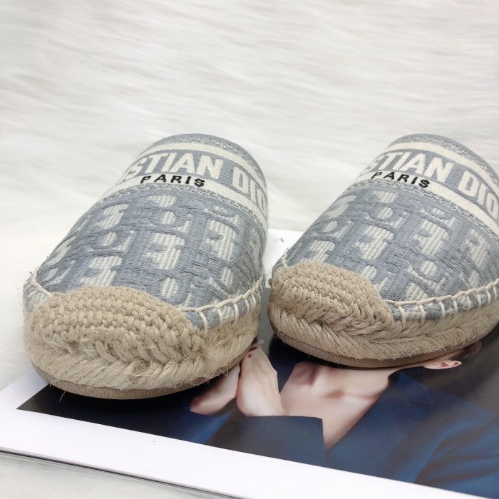 Dior Womens Shoes Slippers Dior Granville Espadrille Dior Oblique Embroidered Cotton with Original Box