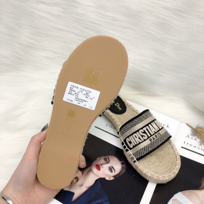 Dior Womens Shoes Slippers Dior Granville Espadrille Dior Oblique Embroidered Cotton with Original Box