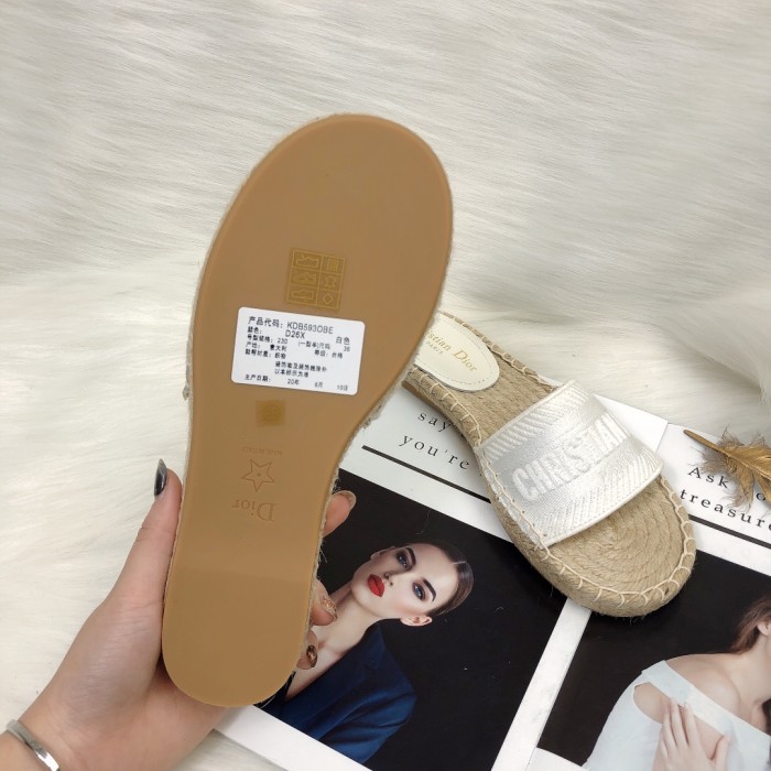 Dior Womens Shoes Slippers Dior Granville Espadrille Dior Oblique Embroidered Cotton with Original Box