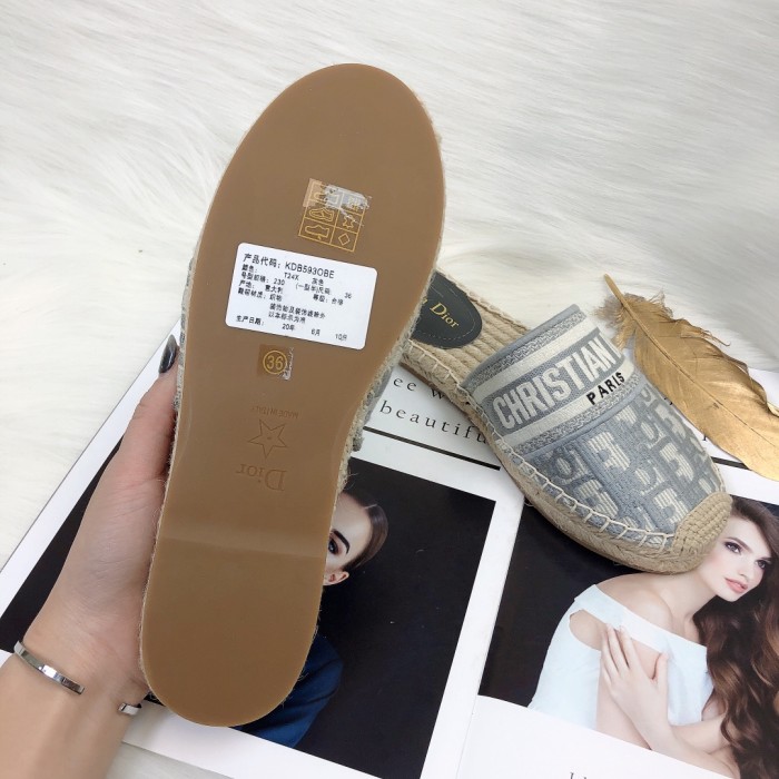 Dior Womens Shoes Slippers Dior Granville Espadrille Dior Oblique Embroidered Cotton with Original Box