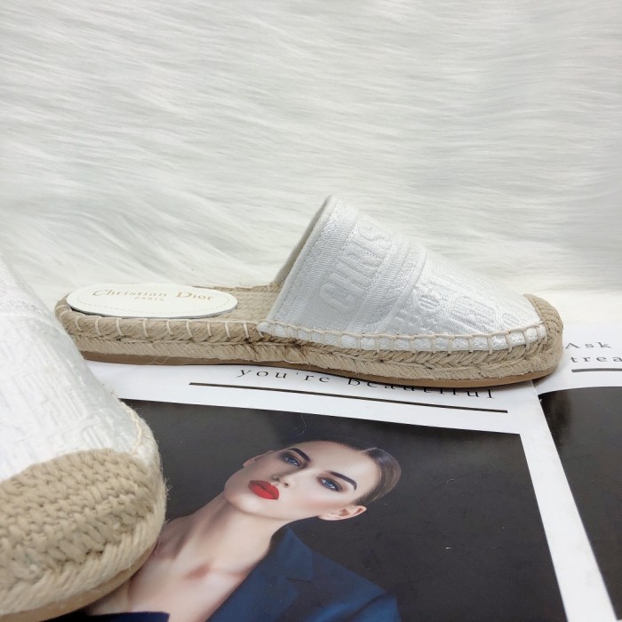 Dior Womens Shoes Slippers Dior Granville Espadrille Dior Oblique Embroidered Cotton with Original Box